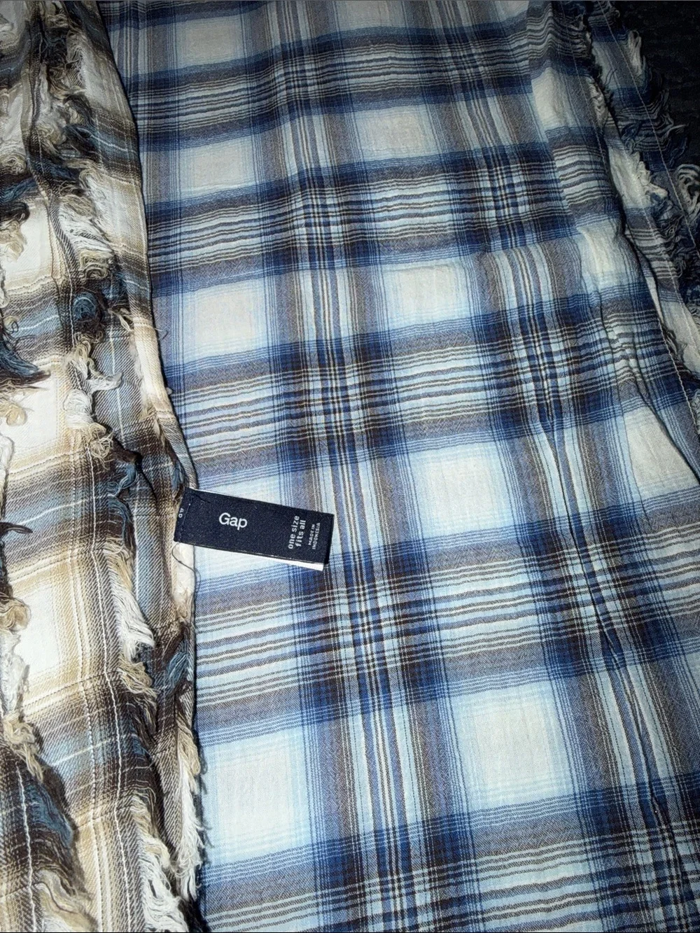 GAP Plaid Scarf— Blue and Cream, Brown and Cream